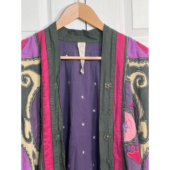 Magnolia Pearl Appliqué Hippie Kimono-Style Coat Jacket OS - Picture 5 of 16